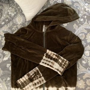 Tie dye green velvet sweat jacket